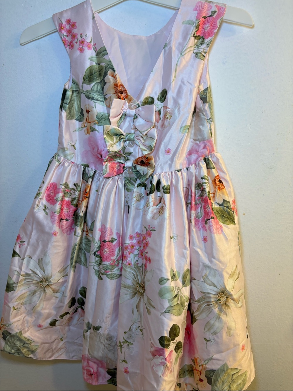 Pastourelle Pink Floral Bow-Accent Girls Dress